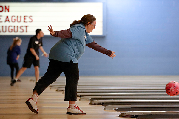 Special Olympics athlete competing in the 2023 Bowling Championship