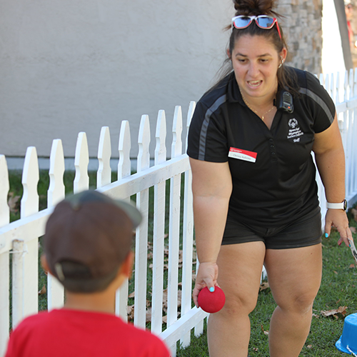 SOSC staff member leading Young Athletes activity