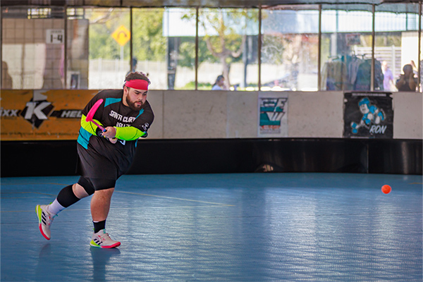 SOSC athlete shooting at 2026 Floorball Championship