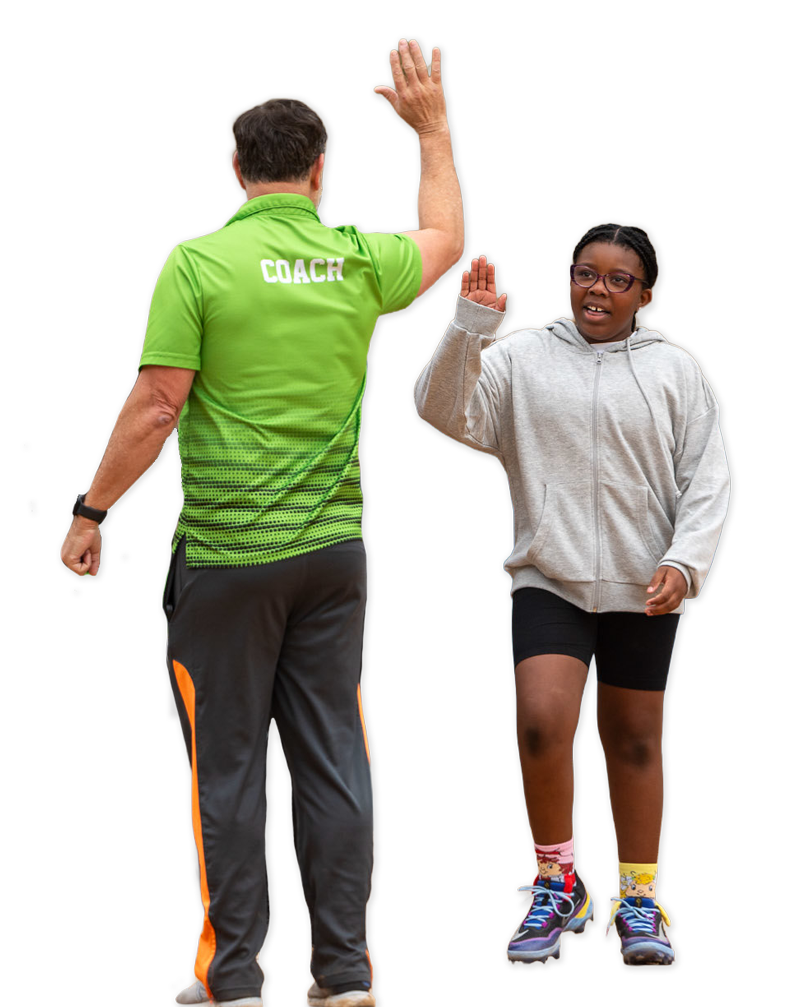 Cut out coaches high five green shirt