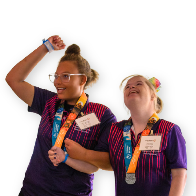 Bowling athletes with medals