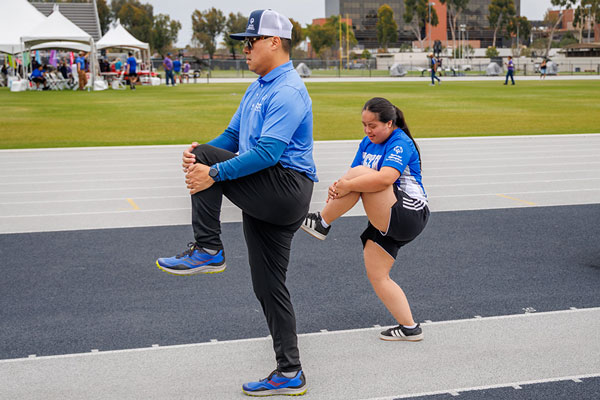 Athlete Coach warming up